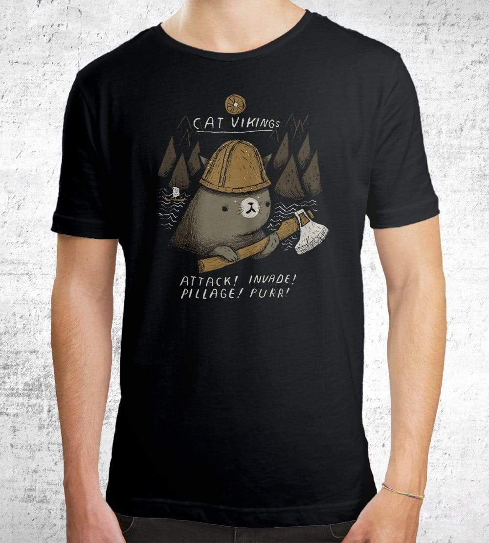 Cat Vikings T-Shirts by Louis Roskosch - Pixel Empire