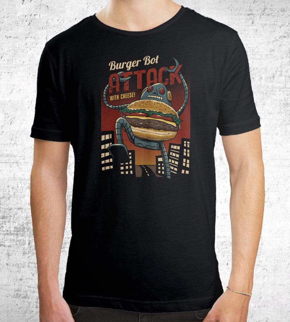 Burger Bot T-Shirts by Vincent Trinidad - Pixel Empire