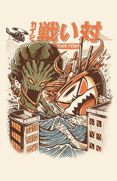 Broccoli vs Ramen Posters by Ilustrata - Pixel Empire