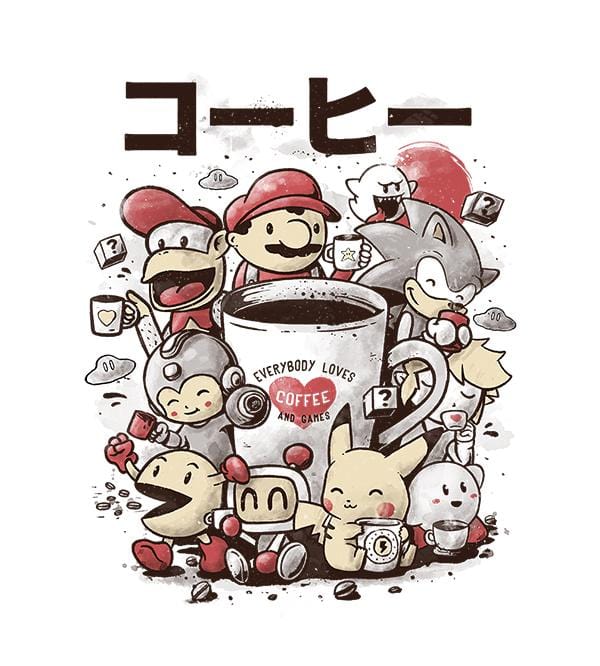 Coffee And Games T-Shirts by Eduardo Ely - Pixel Empire