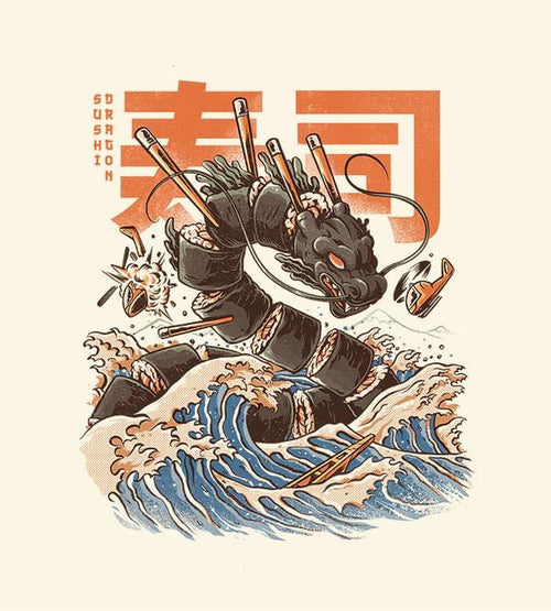 Great Sushi Dragon T-Shirts by Ilustrata - Pixel Empire