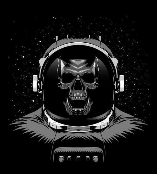 Skull Astronaut T-Shirts by Alberto Cubatas - Pixel Empire