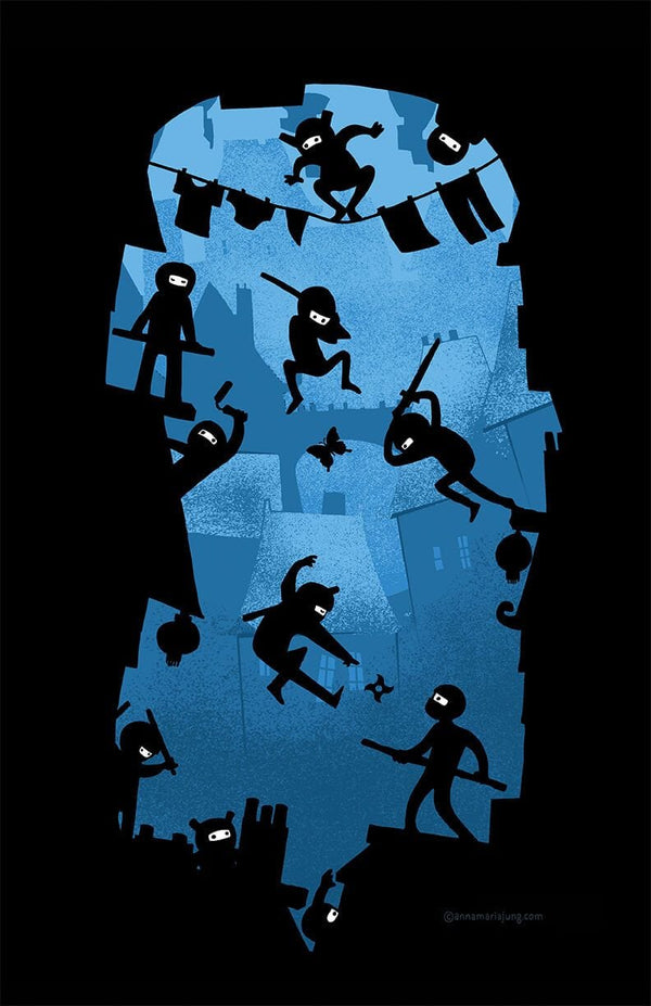 Ninja Kickass Posters by Anna-Maria Jung - Pixel Empire