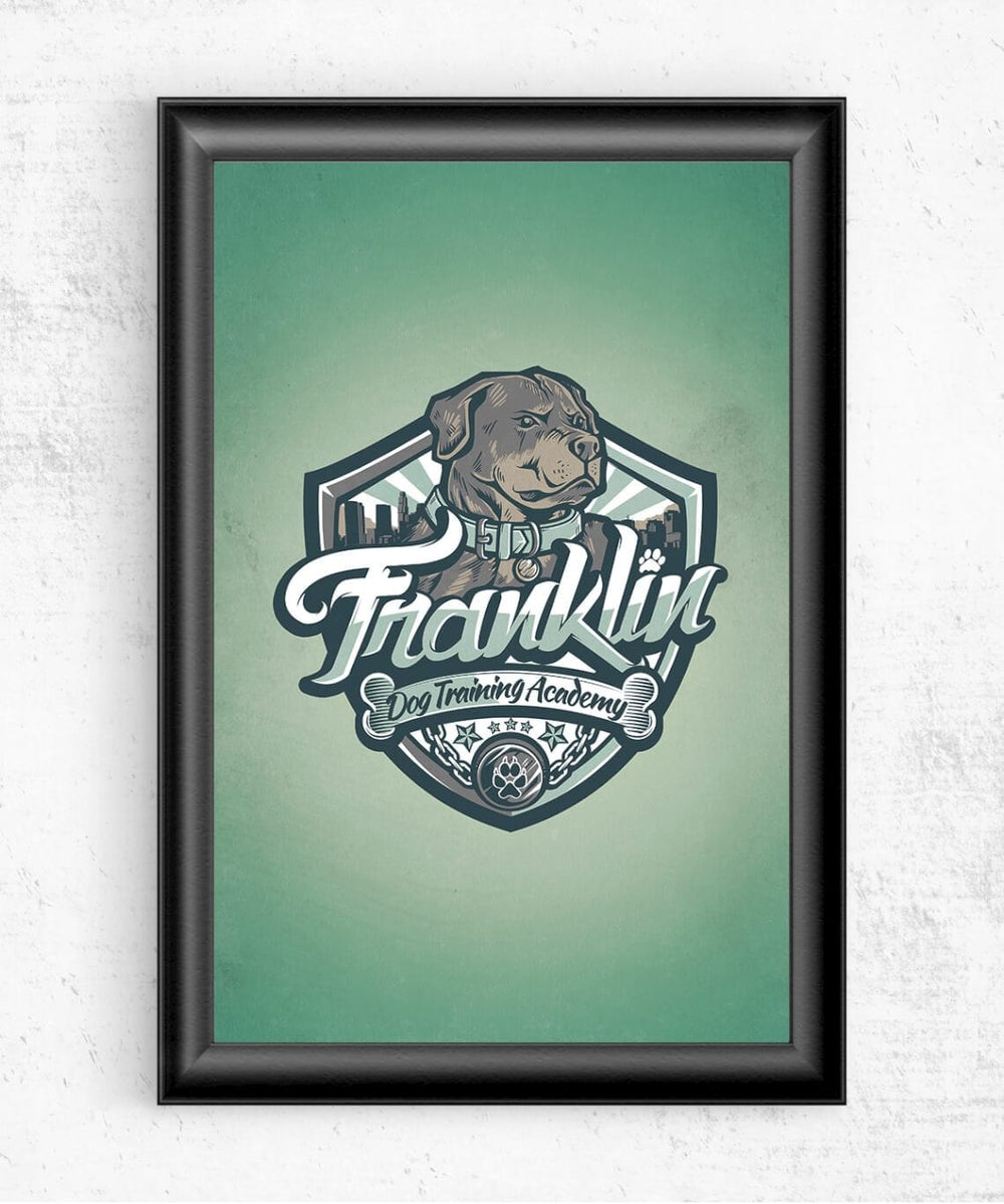Franklin Dog Academy Posters by Juan Manuel Orozco - Pixel Empire