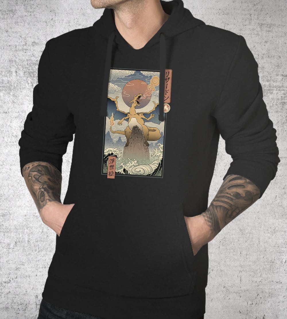 Fire Dragon Ukiyo-e Hoodies by Vincent Trinidad - Pixel Empire