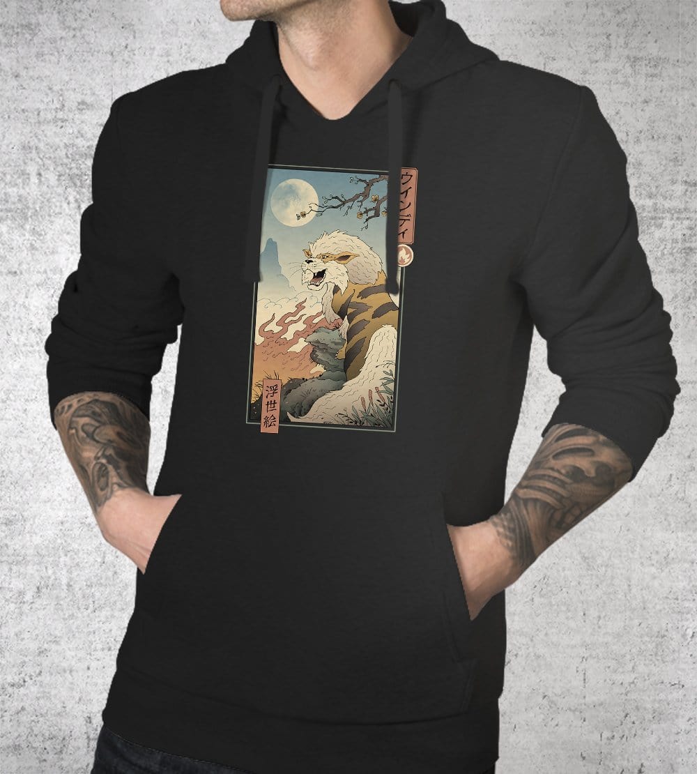 Fire Canine Ukiyo-e Hoodies by Vincent Trinidad - Pixel Empire