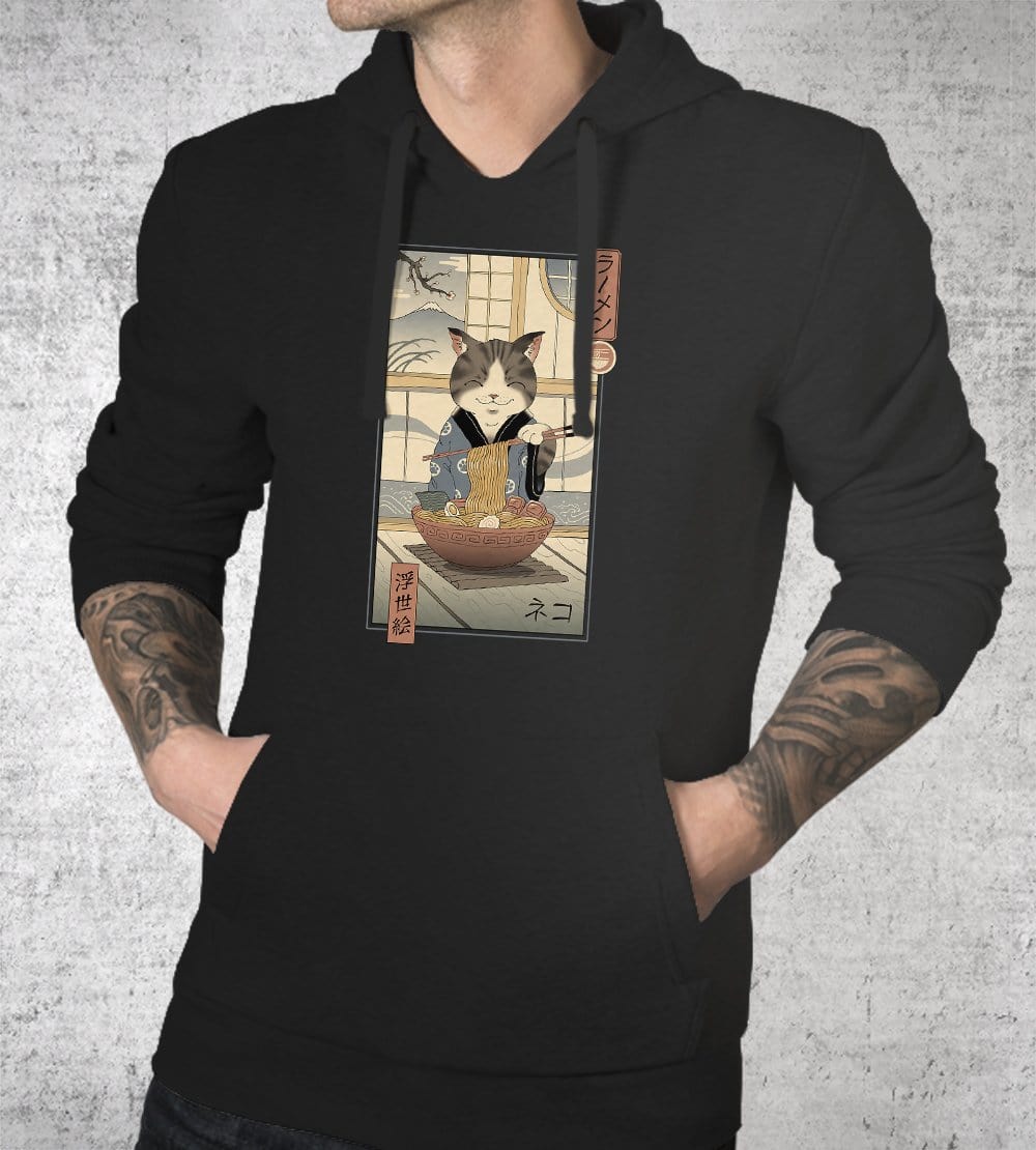Neko Ramen Ukiyo-e Hoodies by Vincent Trinidad - Pixel Empire