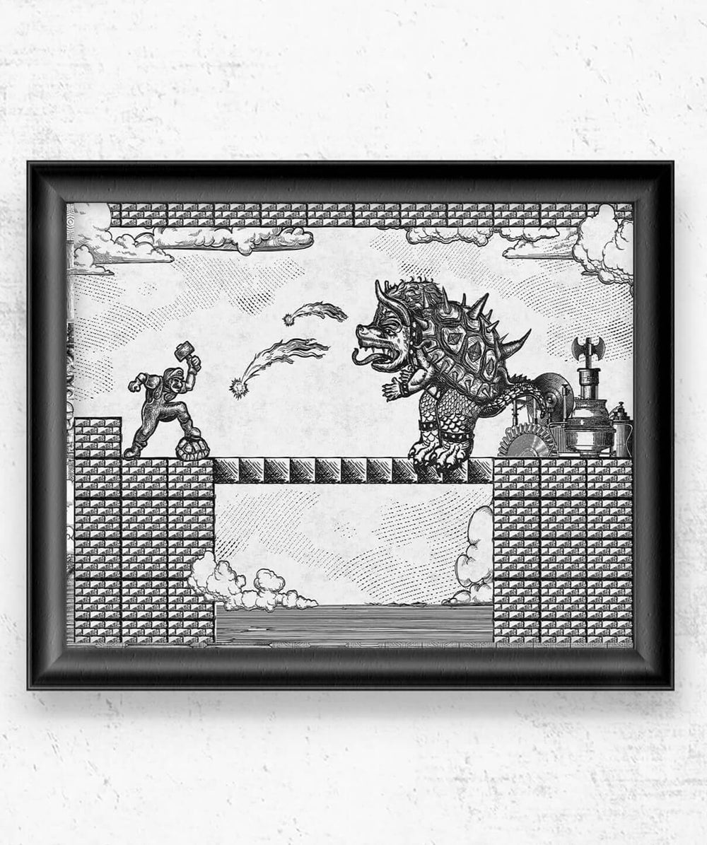 Super Mario // Vintage Final Boss Battle Posters by Barrett Biggers - Pixel Empire