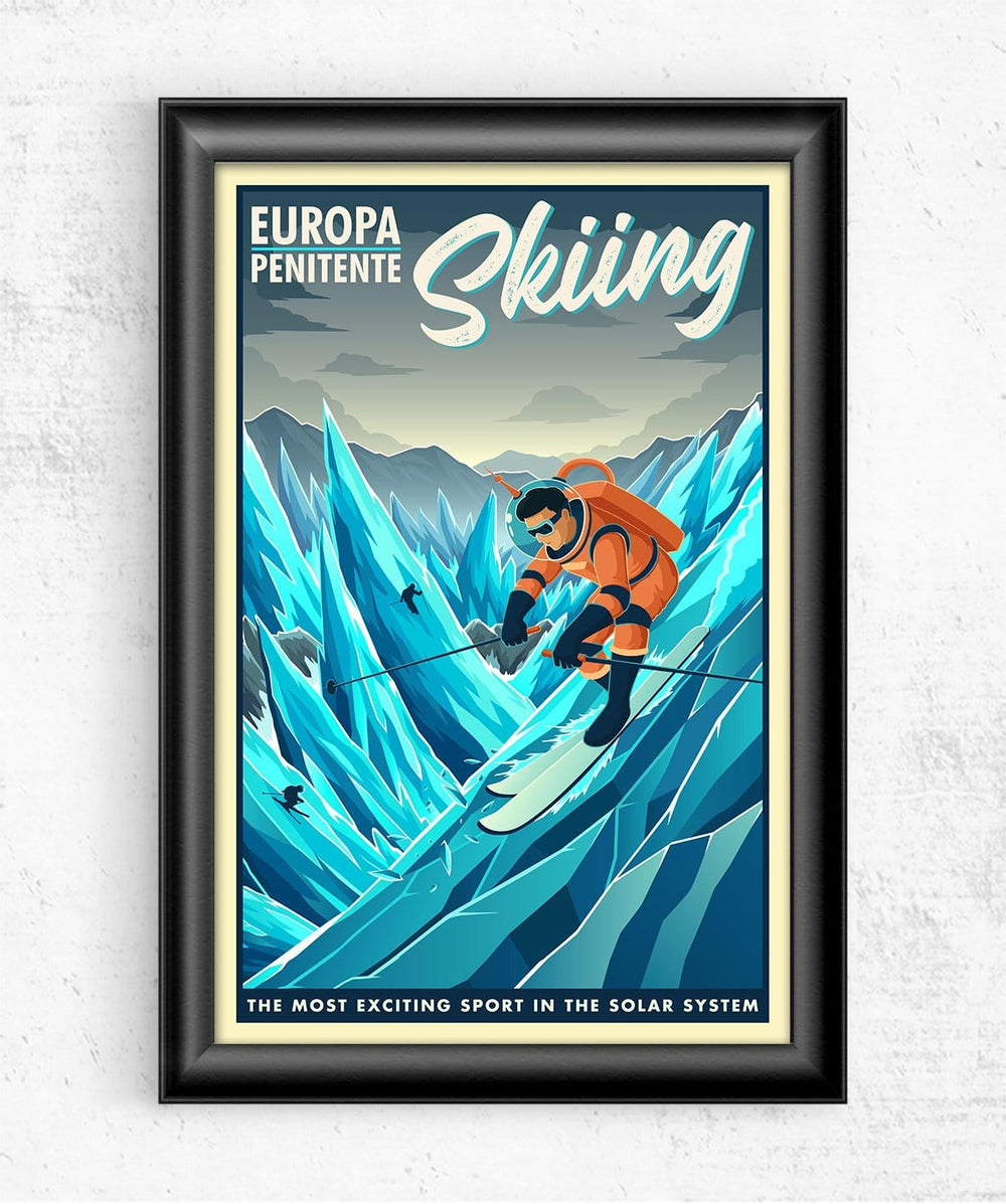Space Tourism Europa Skiing Posters by B Cubed Designs - Pixel Empire