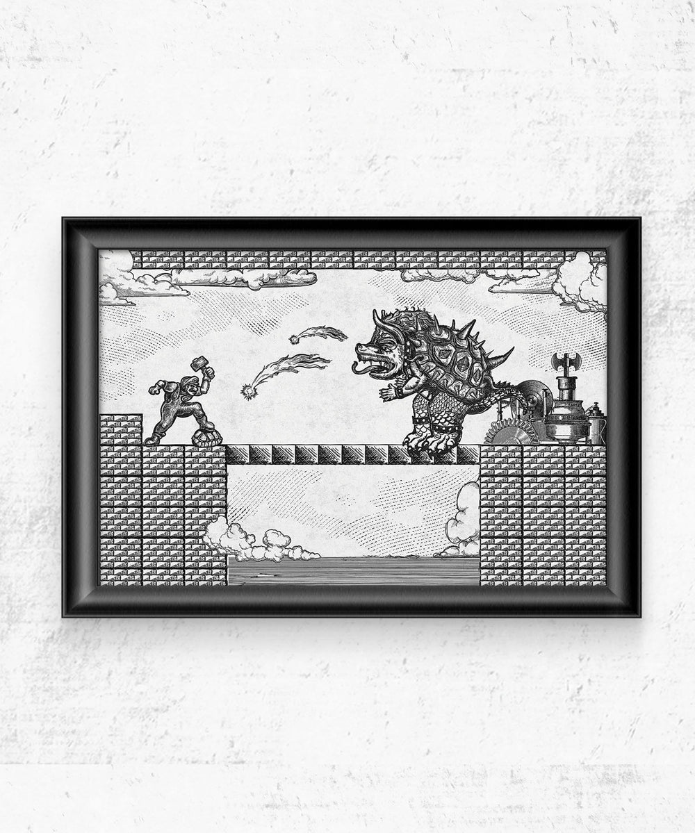 Super Mario // Vintage Final Boss Battle Print Posters by Barrett Biggers - Pixel Empire