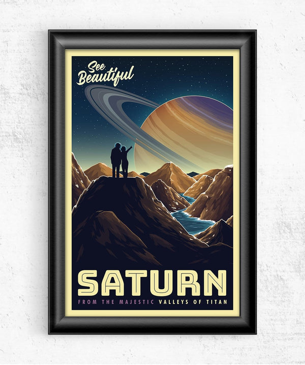 Space Tourism Saturn's Moon Titan Posters by B Cubed Designs - Pixel Empire