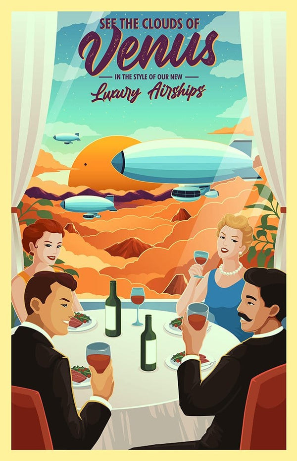 Space Tourism Venus Cloud 9 Observatory Posters by B Cubed Designs - Pixel Empire