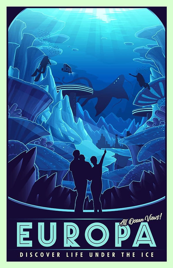 Space Tourism Europa Under The Ice Posters by B Cubed Designs - Pixel Empire