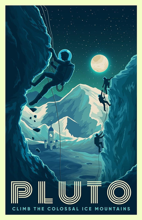 Space Tourism Pluto Mountain Climbing Posters by B Cubed Designs - Pixel Empire