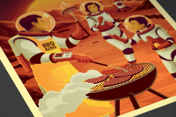 Space Tourism Mercury Bbq Posters by B Cubed Designs - Pixel Empire