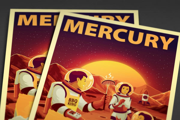 Space Tourism Mercury Bbq Posters by B Cubed Designs - Pixel Empire