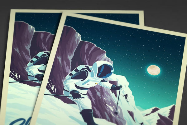 Space Tourism Pluto Skiing Posters by B Cubed Designs - Pixel Empire