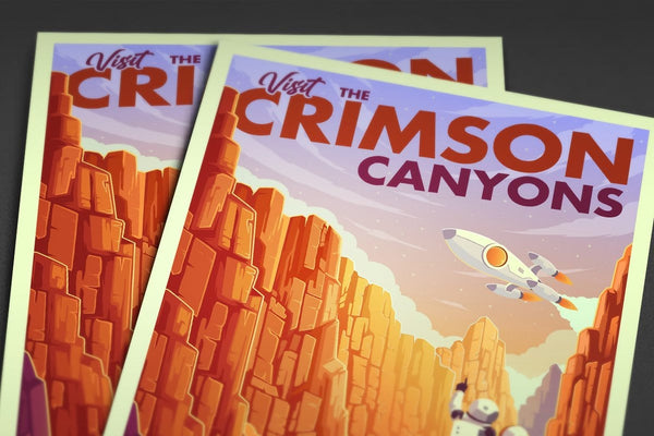 Space Tourism Mars Crimson Canyons Posters by B Cubed Designs - Pixel Empire