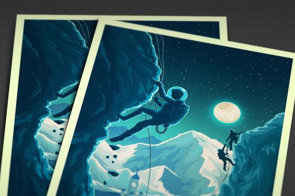 Space Tourism Pluto Mountain Climbing Posters by B Cubed Designs - Pixel Empire