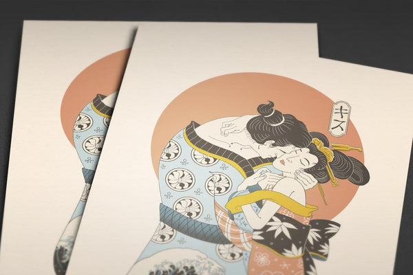 The Kiss Ukiyo-e - Pixel Empire