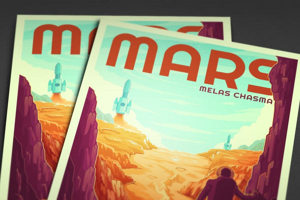 Space Tourism Mars Melas Chasma Posters by B Cubed Designs - Pixel Empire