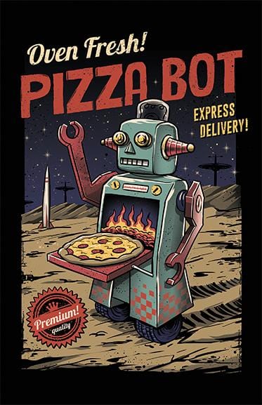 Pizza Bot Posters by Vincent Trinidad - Pixel Empire
