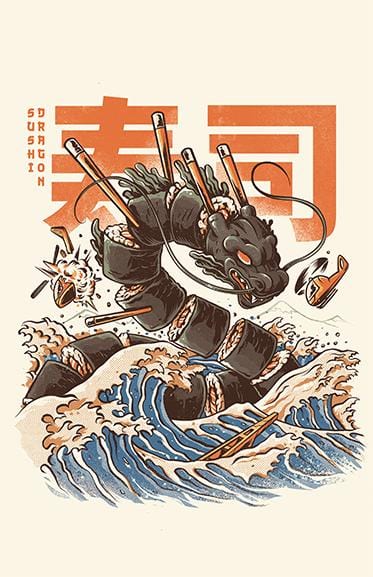 Great Sushi Dragon Posters by Ilustrata - Pixel Empire