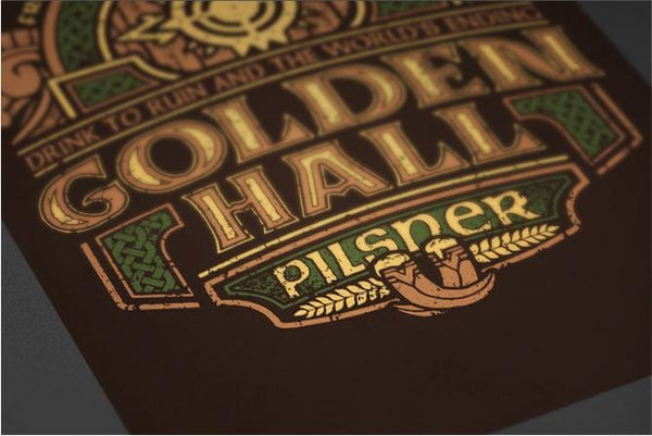 Golden Hall Pilsner Posters by Cory Freeman Design - Pixel Empire