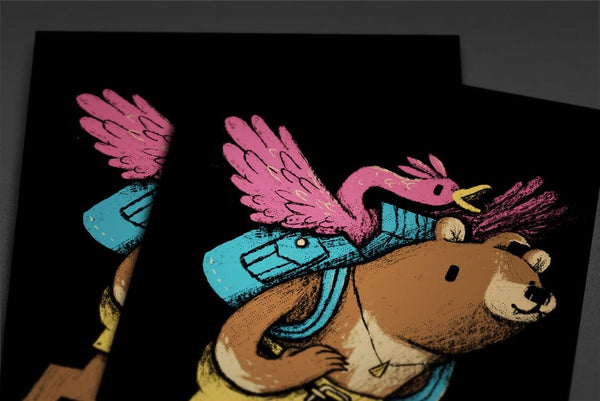 Flight of the Honey Bear Posters by Louis Roskosch - Pixel Empire