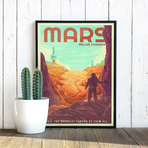 Space Tourism Mars Melas Chasma Posters by B Cubed Designs - Pixel Empire