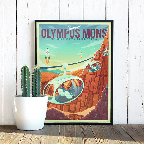 Space Tourism Mars Summit Olympus Posters by B Cubed Designs - Pixel Empire
