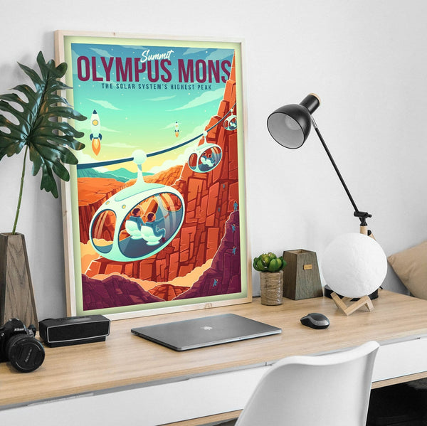 Space Tourism Mars Summit Olympus Posters by B Cubed Designs - Pixel Empire