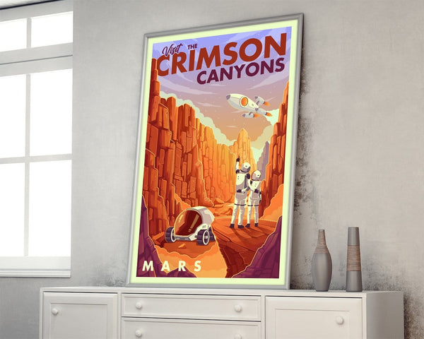 Space Tourism Mars Crimson Canyons Posters by B Cubed Designs - Pixel Empire