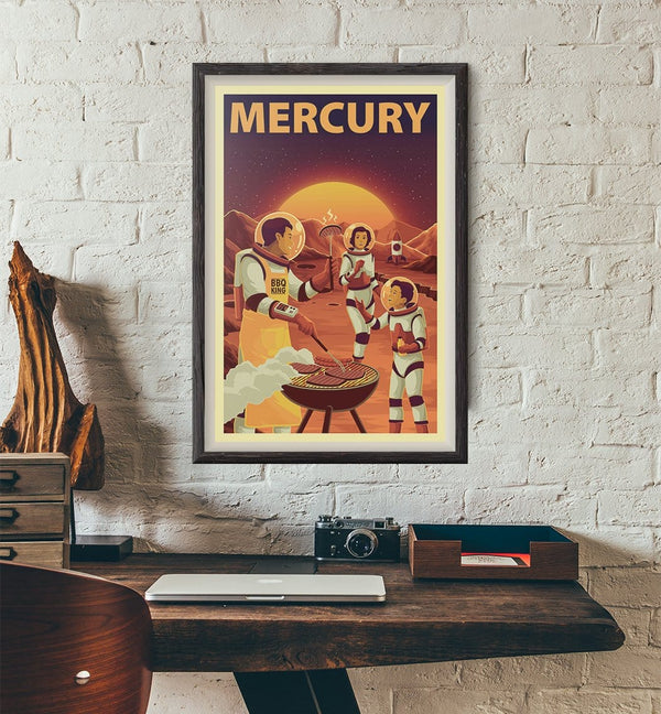 Space Tourism Mercury Bbq Posters by B Cubed Designs - Pixel Empire