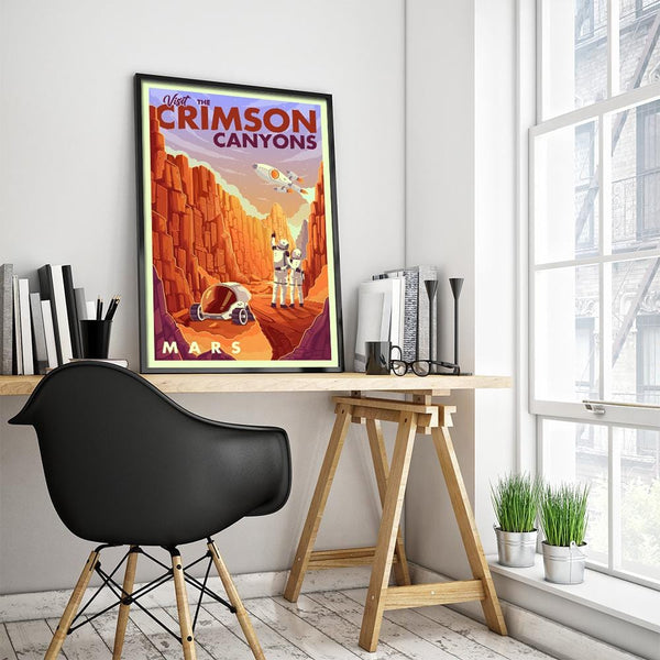 Space Tourism Mars Crimson Canyons Posters by B Cubed Designs - Pixel Empire