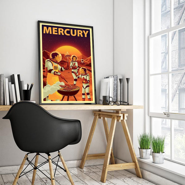 Space Tourism Mercury Bbq Posters by B Cubed Designs - Pixel Empire