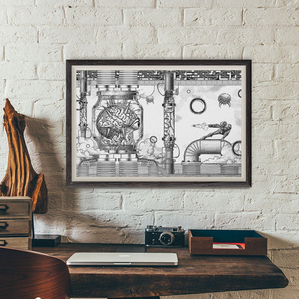 Metroid // Vintage Final Boss Battle Print Posters by Barrett Biggers - Pixel Empire