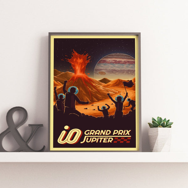 Space Tourism Jupiter Io Grand Prix Posters by B Cubed Designs - Pixel Empire