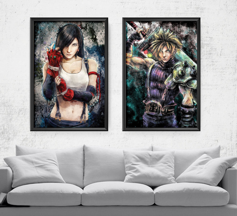 Cloud & Tifa Portrait Set Posters by Barrett Biggers - Pixel Empire