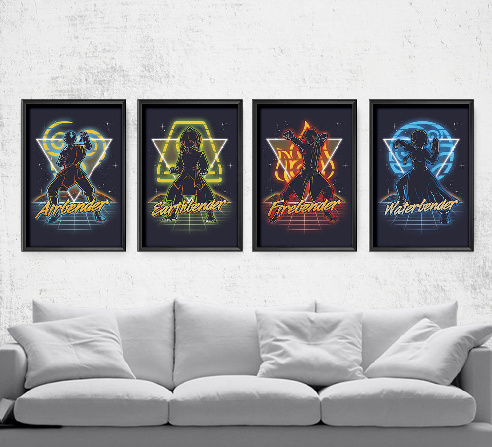 Retro Element Bender Series Posters by Olipop - Pixel Empire