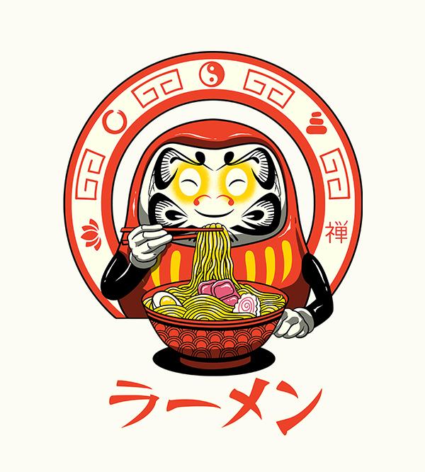 Daruma Zen Ramen Hoodies by Vincent Trinidad - Pixel Empire