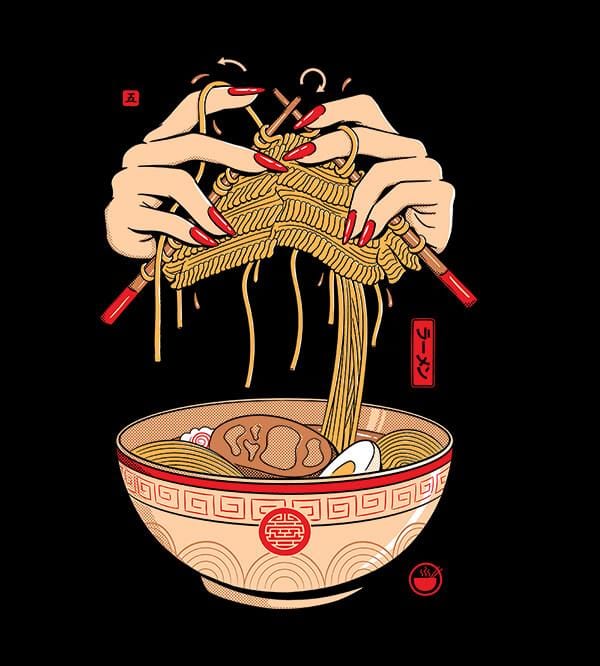 Noodle Knitting T-Shirts by Grant Shepley - Pixel Empire
