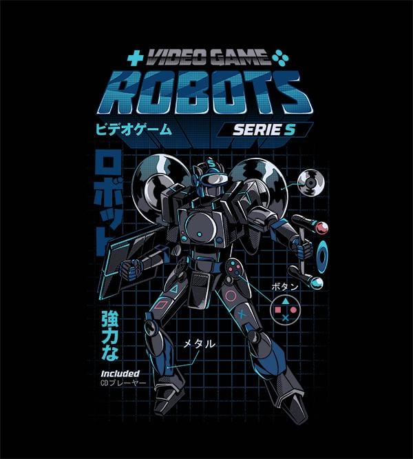Video Game Robot - Model S T-Shirts by Ilustrata - Pixel Empire