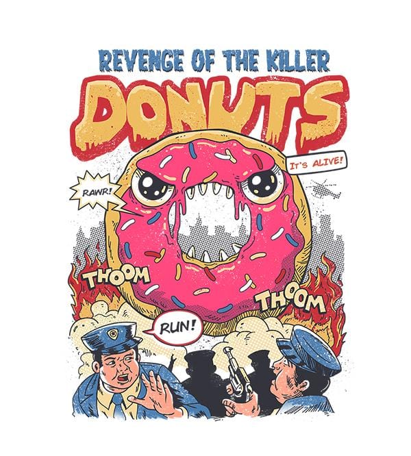 Revenge Of The Killer Donuts T-Shirts by Vincent Trinidad - Pixel Empire