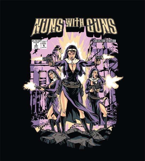 Nuns With Guns Hoodies by Chris Phillips - Pixel Empire