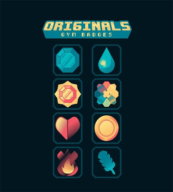 Original Gym Badges T-Shirts by Andre Fellipe - Pixel Empire