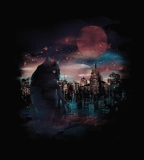 Black Cat Big City Hoodies by Dan Elijah Fajardo - Pixel Empire