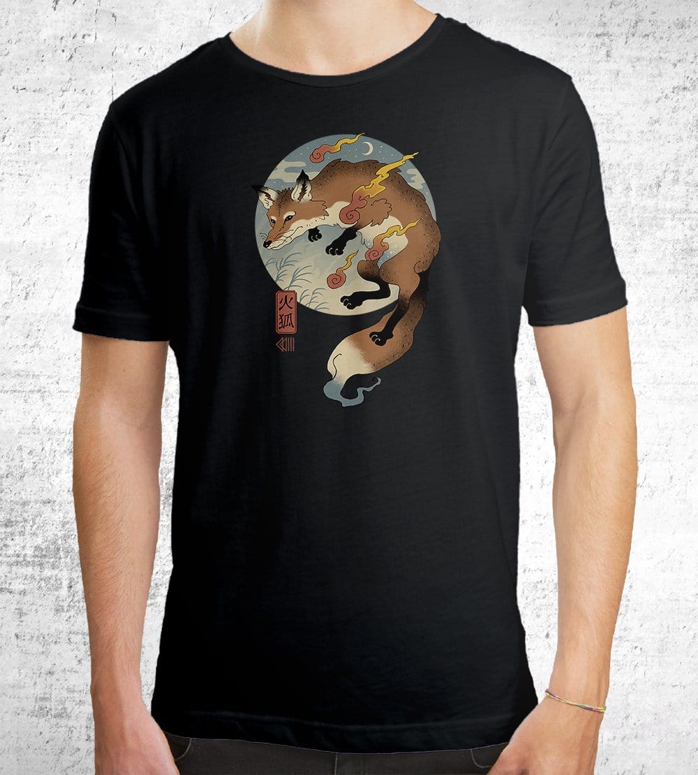 Fire Fox Ukiyo-e T-Shirts by Vincent Trinidad - Pixel Empire