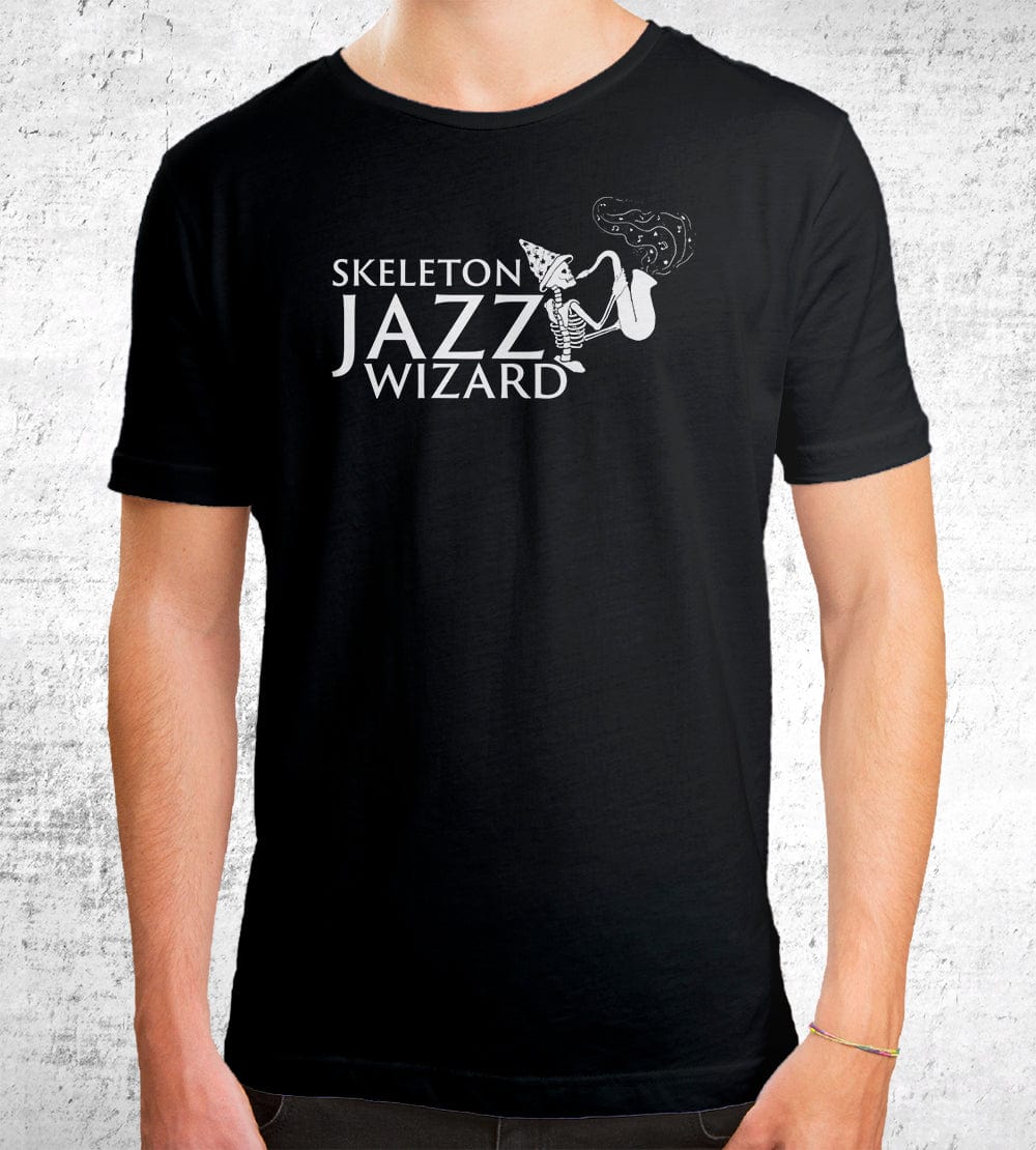 Skeleton Jazz Wizard T-Shirts by Quinton Reviews - Pixel Empire