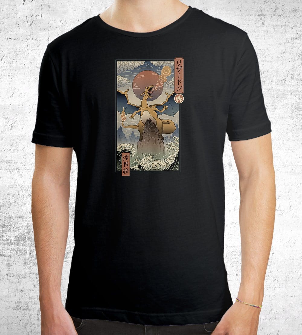 Fire Dragon Ukiyo-e T-Shirts by Vincent Trinidad - Pixel Empire